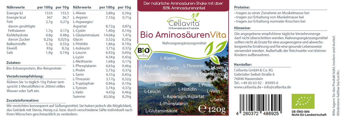 Bio Aminosäuren Vita (natürliche Aminosäuren & Proteine) 